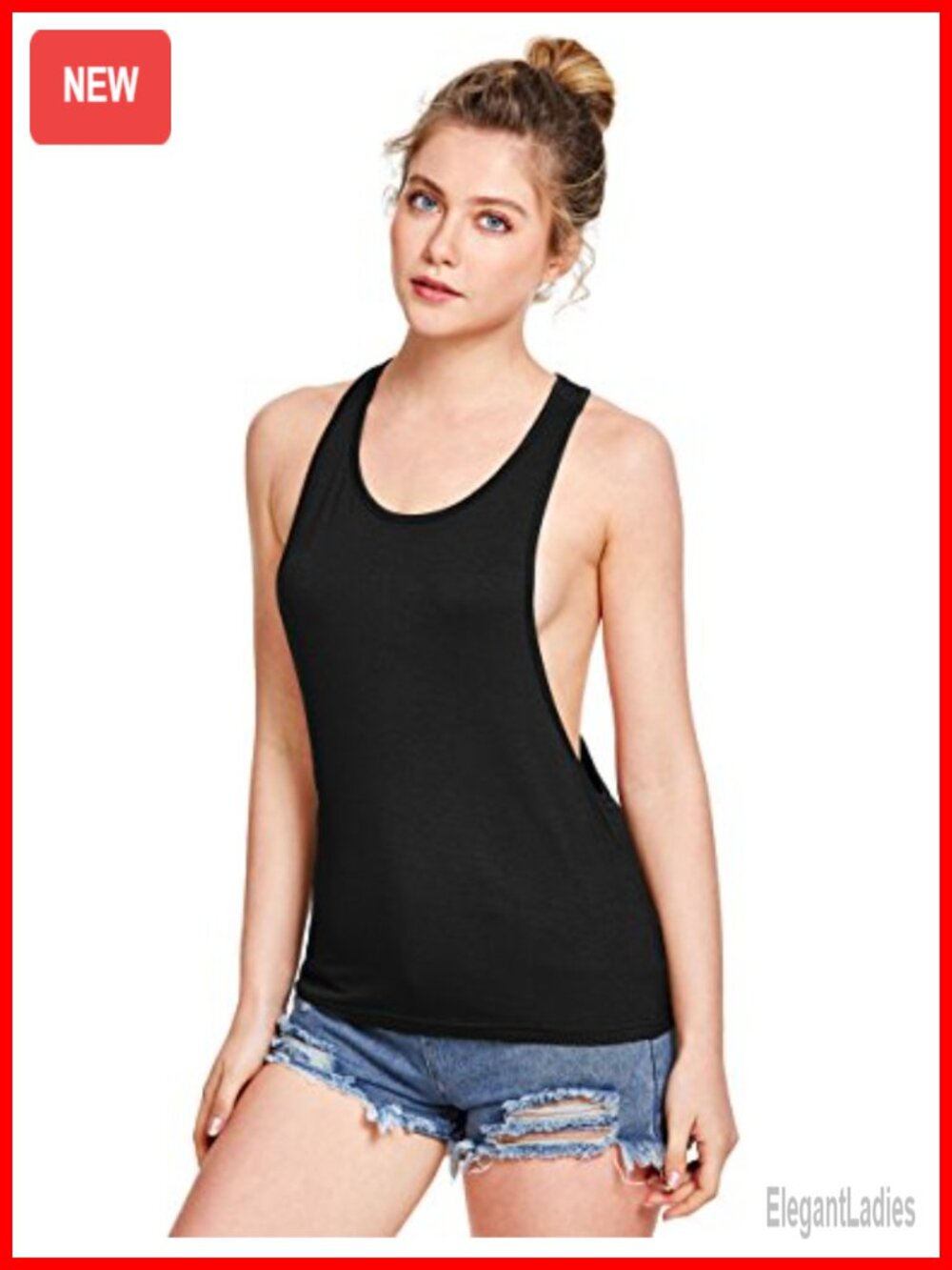 Sleeveless Racerback Scoop Neck Yoga Workout Tank Top